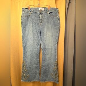 Avenue X size 16 beaded flair jeans y2k
